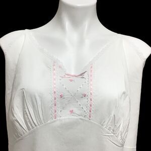 Velrose Vintage Dress Slip White Prairie Style Slip Dress Lingerie USA Made